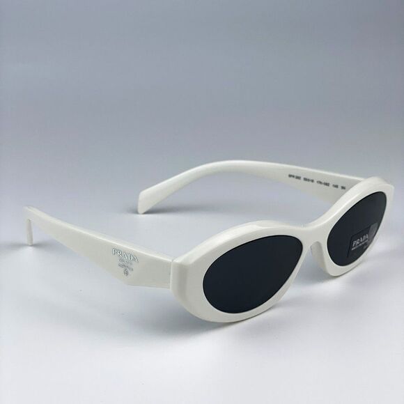 NEW Prada PR26ZS 17K08Z Talc White Dark Grey Oval Women Sunglasses - Picture 7 of 11